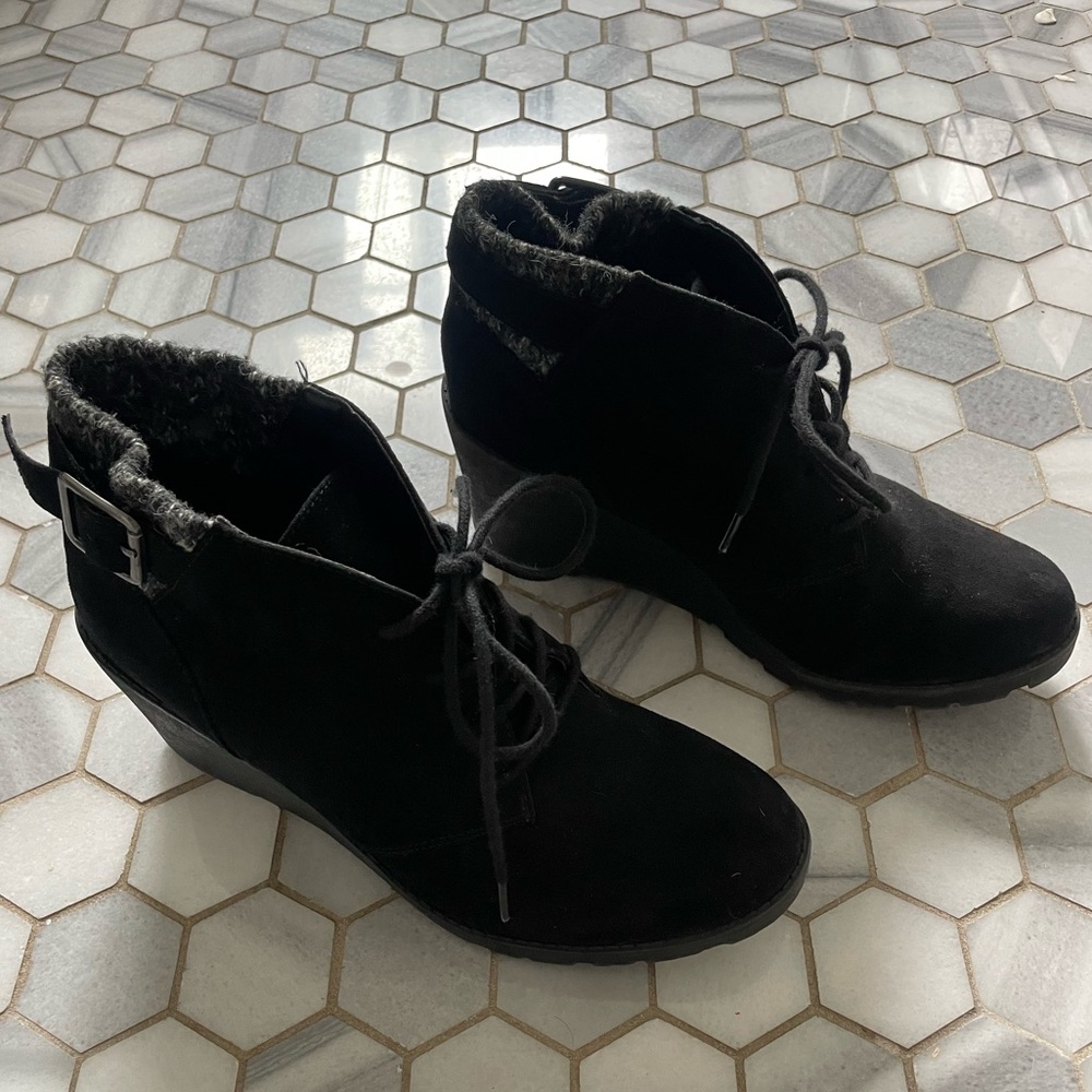 Black Wedge Ankle Bootie - size 7.5